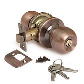 Дверная ручка-защелка Avers мод. 6072-01-AC (медь) ключ/фиксатор